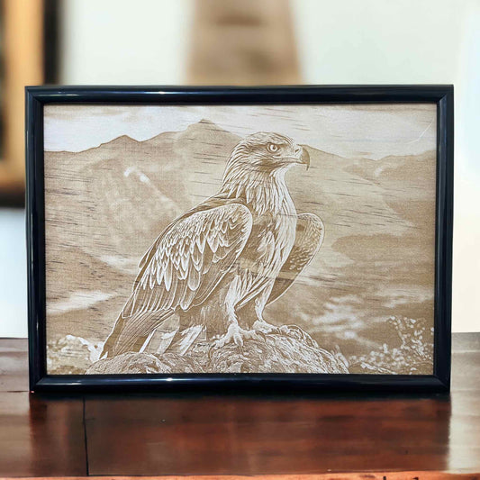 Perched Eagle - Wood Engraved Art Design - Laser Design Creations