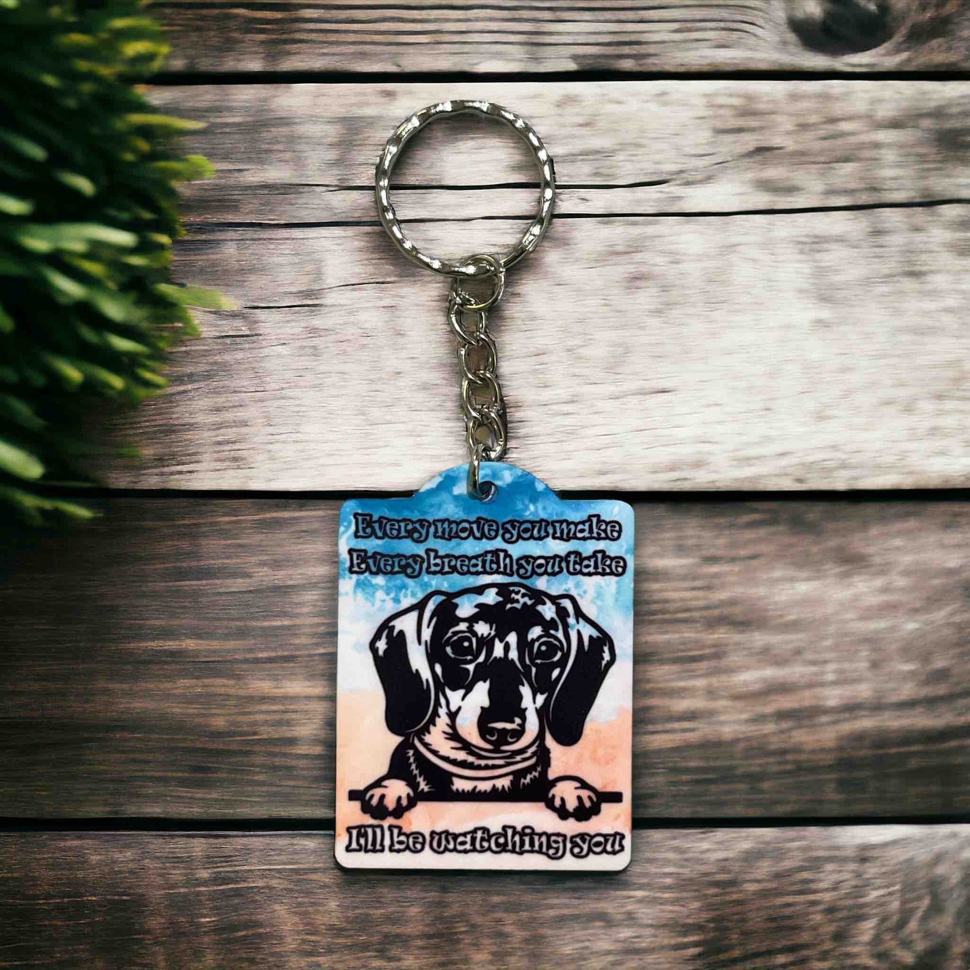 Watchful Dachshund Keyring / Bag Tag Pet Lover Gift - Laser Design Creations