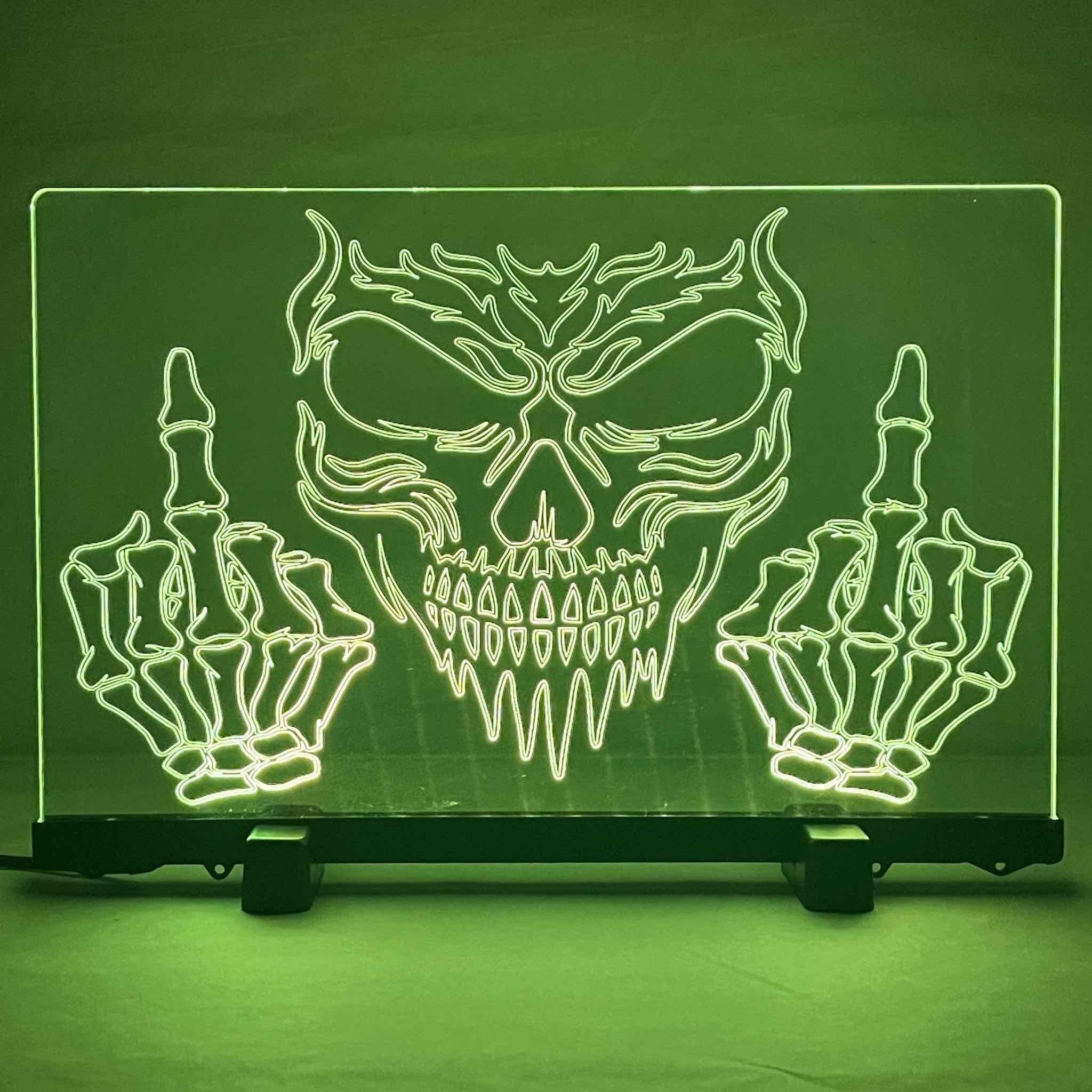 Skull ‘Up Yours’ Design - Acrylic LED Sign / Lamp - Laser Design Creations