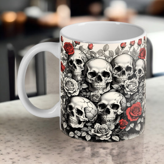 Skulls & Roses Theme Design Mug - Laser Design Creations