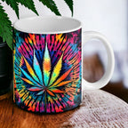 Colourful Weed Leaf Tie Dye Art Style - Weed Design Mug - Laser Design Creations