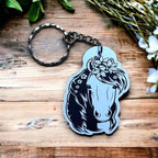 Personalised Floral Horse Design Keyring / Bag Tag - Laser Design Creations
