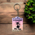 Grumpy Cat Spirit Animal Keychain - Slap Away Annoyances! - Keyring / Bag Tag - Laser Design Creations