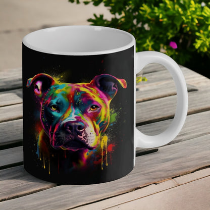 Colourful Art Style Staffordshire Bull Terrier ‘Staffy’ Dog Design Mug - Laser Design Creations