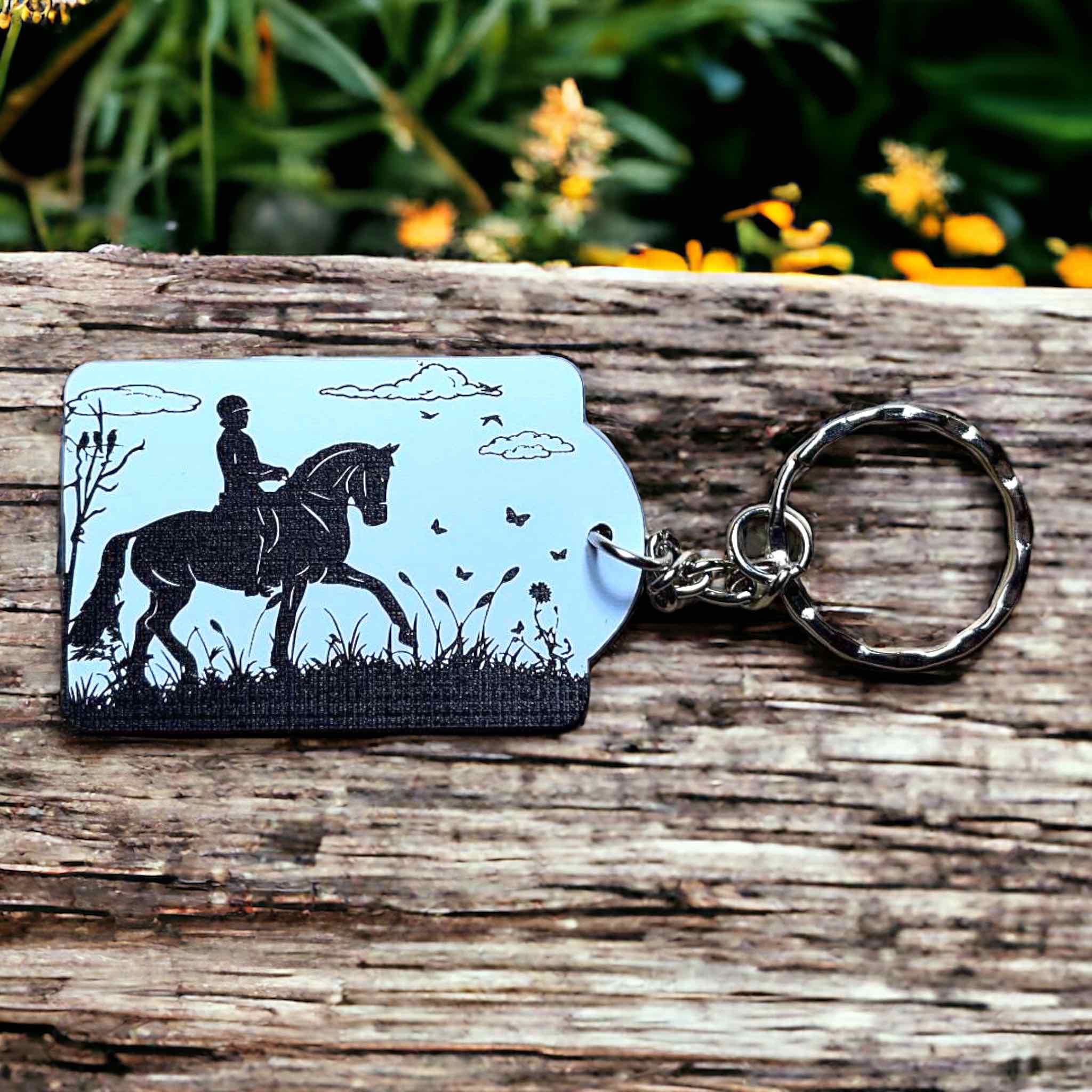 ‘Dressage in Nature’ Horse Design Keyring / Bag Tag - Standard / Personalised - Laser Design Creations