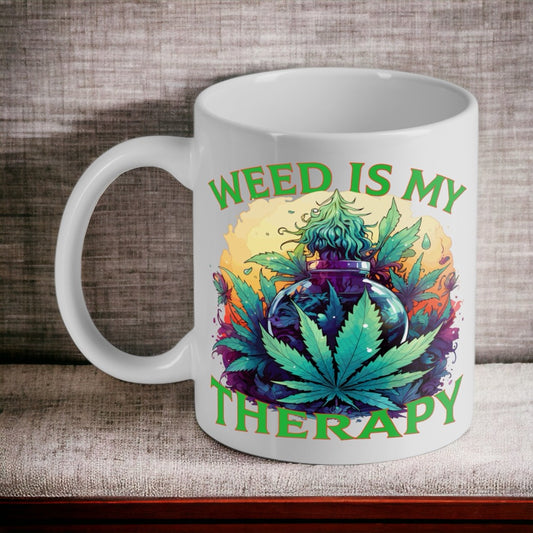 ‘Weed is my Therapy’ - Weed Design Mug - Laser Design Creations