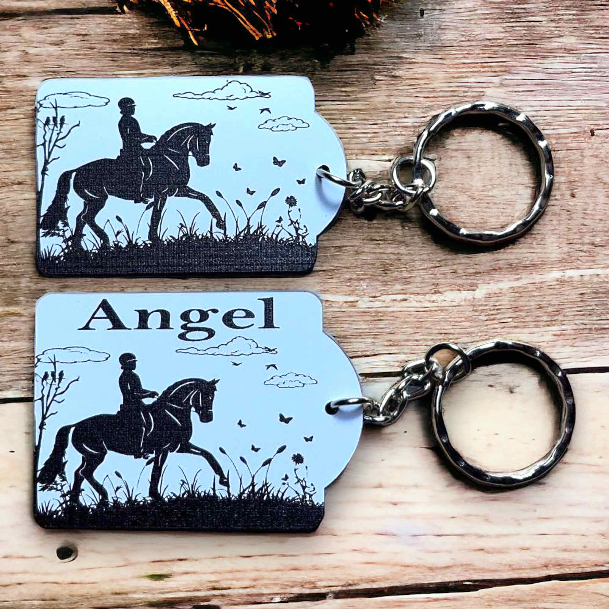 ‘Dressage in Nature’ Horse Design Keyring / Bag Tag - Standard / Personalised - Laser Design Creations