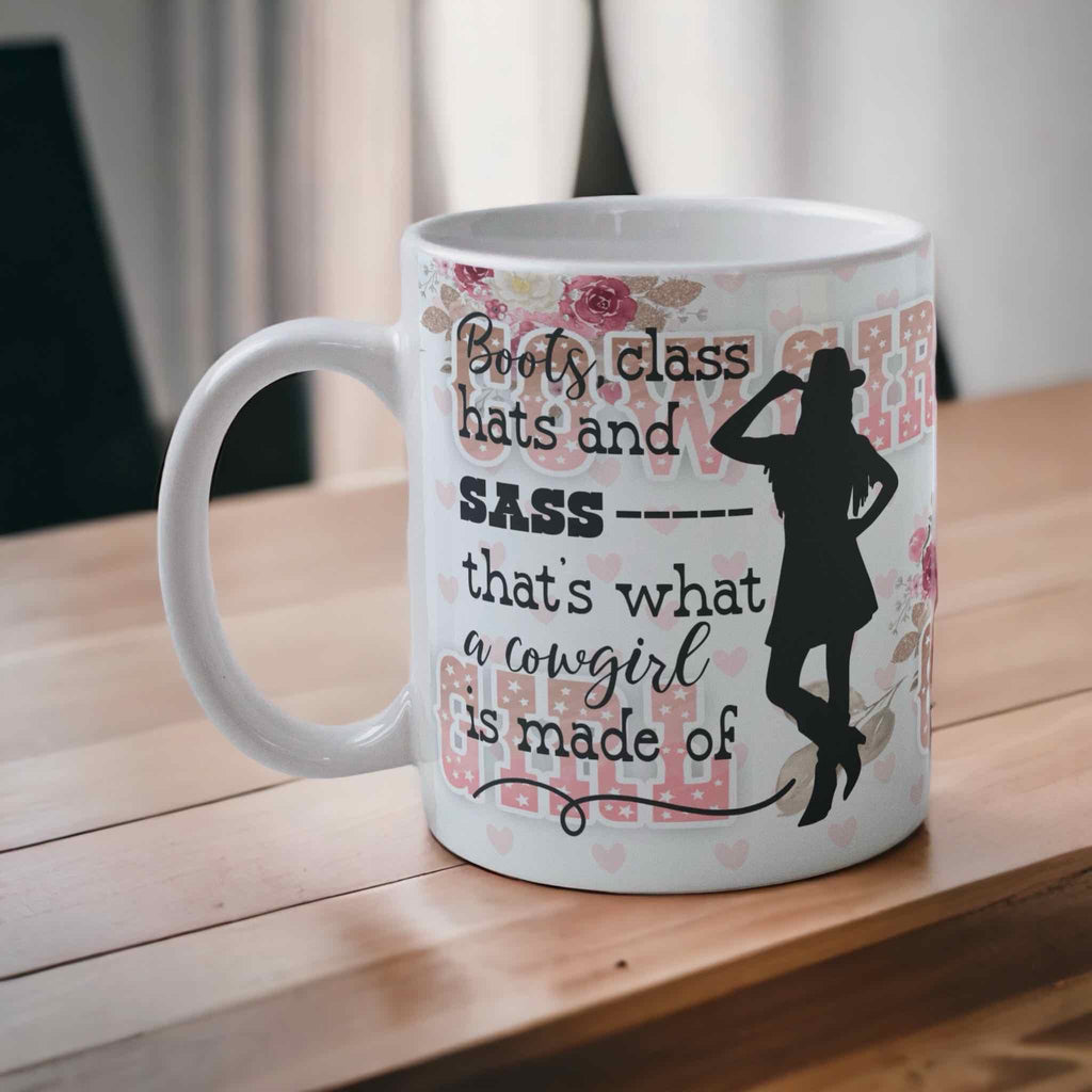 ‘Boots, Class, Hats & Sass’ Cowgirl Horse Theme Design Mug - Laser Design Creations