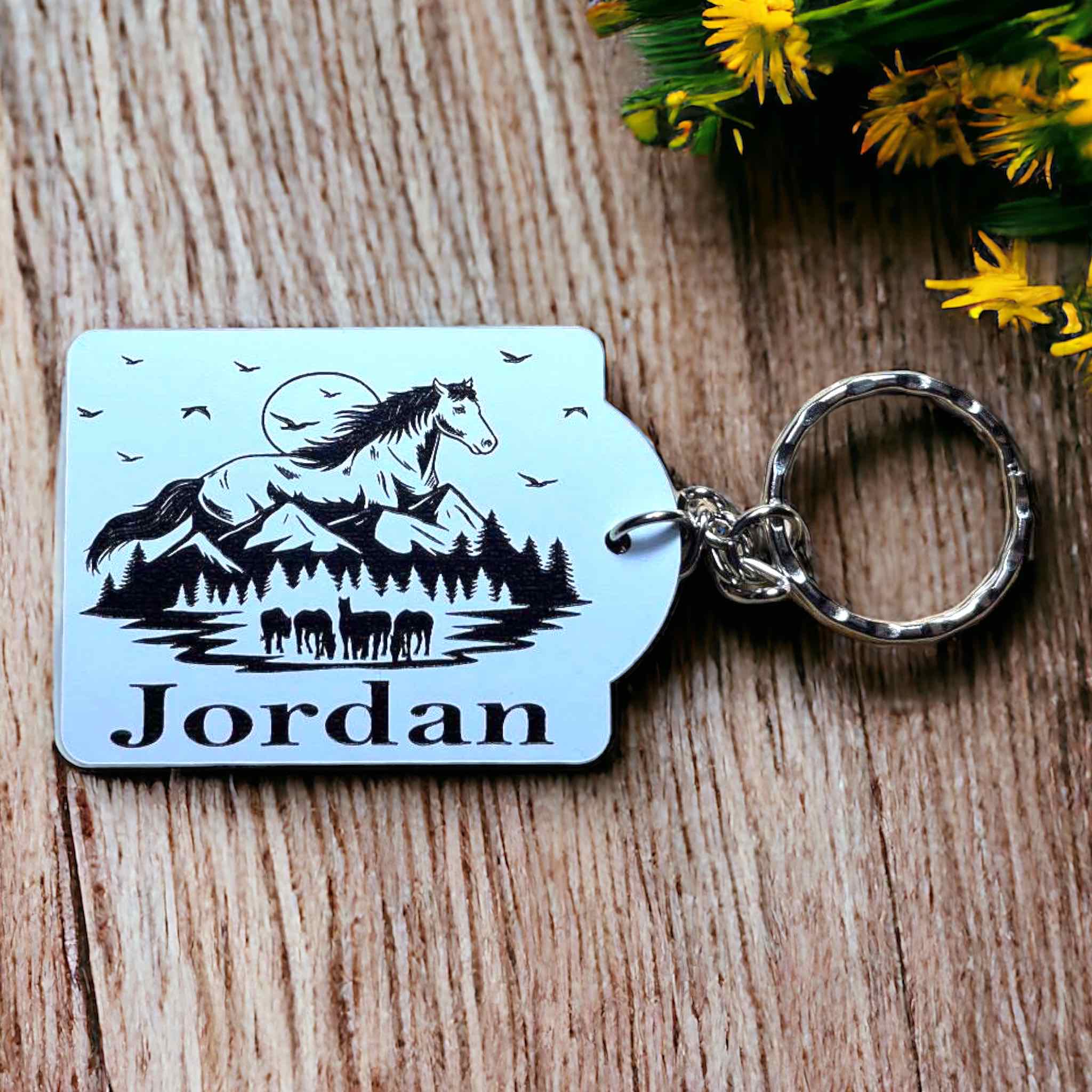 Horse Art Design #3 Keyring / Bag Tag - Standard or Personalised - Laser Design Creations