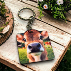 Adorable Cow Calf Keyring / Bag Tag Charm - Laser Design Creations