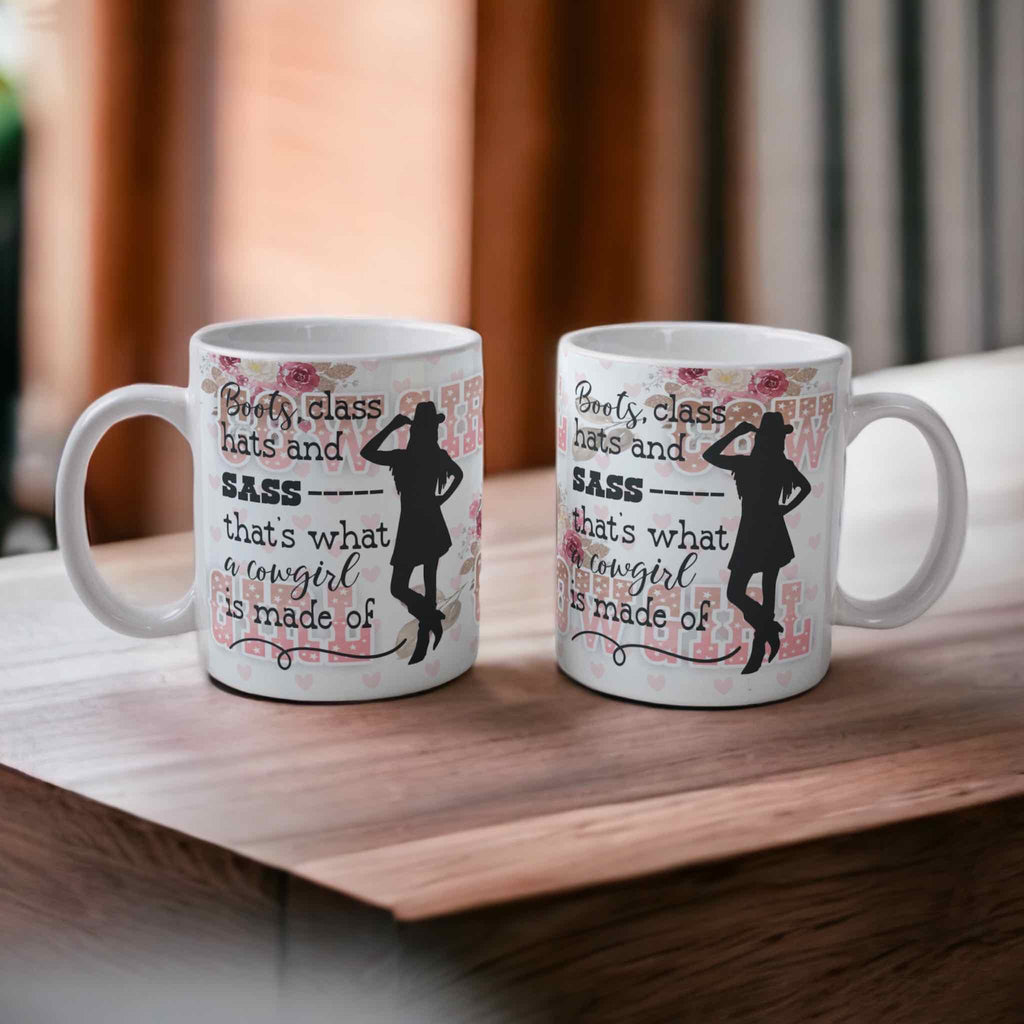 ‘Boots, Class, Hats & Sass’ Cowgirl Horse Theme Design Mug - Laser Design Creations