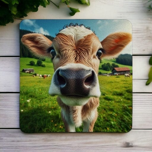 ‘Adorable Calf / Cow’ Design - Pack of 4 Neoprene Coasters - Laser Design Creations