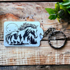 Horse Art Design #1 Keyring  Bag Tag - Standard / Personalised - Laser Design Creations