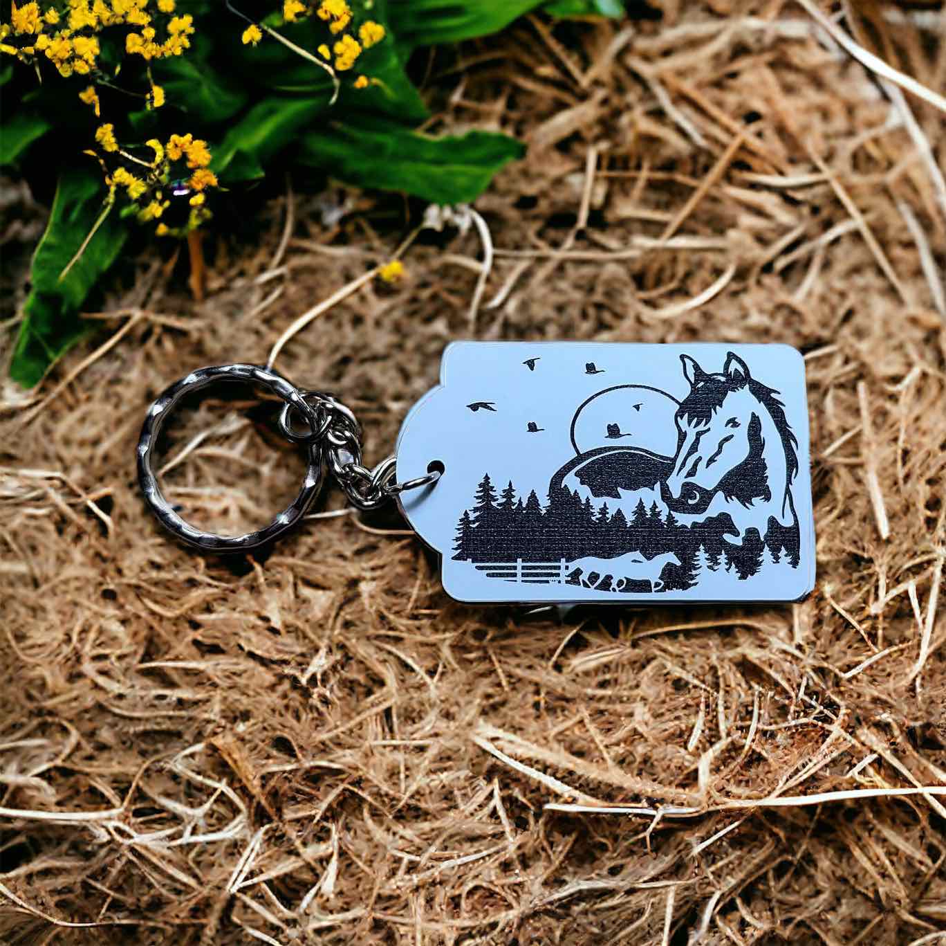 Horse Art Design #2 Keyring / Bag Tag - Standard or Personalised - Laser Design Creations