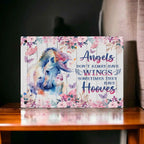 Sentimental Horse Owner Sign by Laser Design Creations, featuring the quote 'Angels don't always have wings sometimes they have hooves' with a beautiful watercolour horse angel.