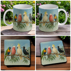 Aussie Birds Branch Scene Mug & Coasters – Australian Wildlife Gift