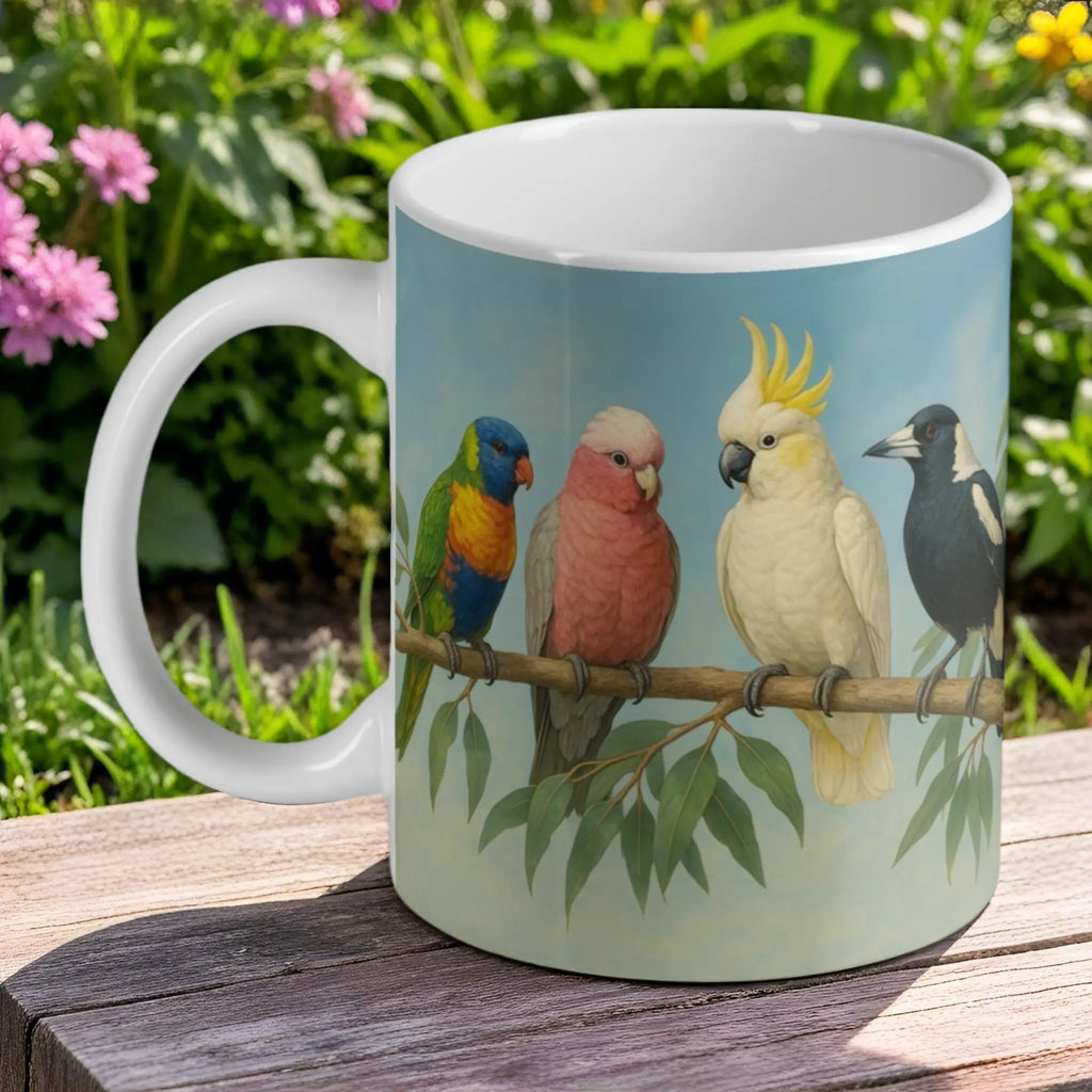 Aussie Birds Branch Scene Mug & Coasters – Australian Wildlife Gift
