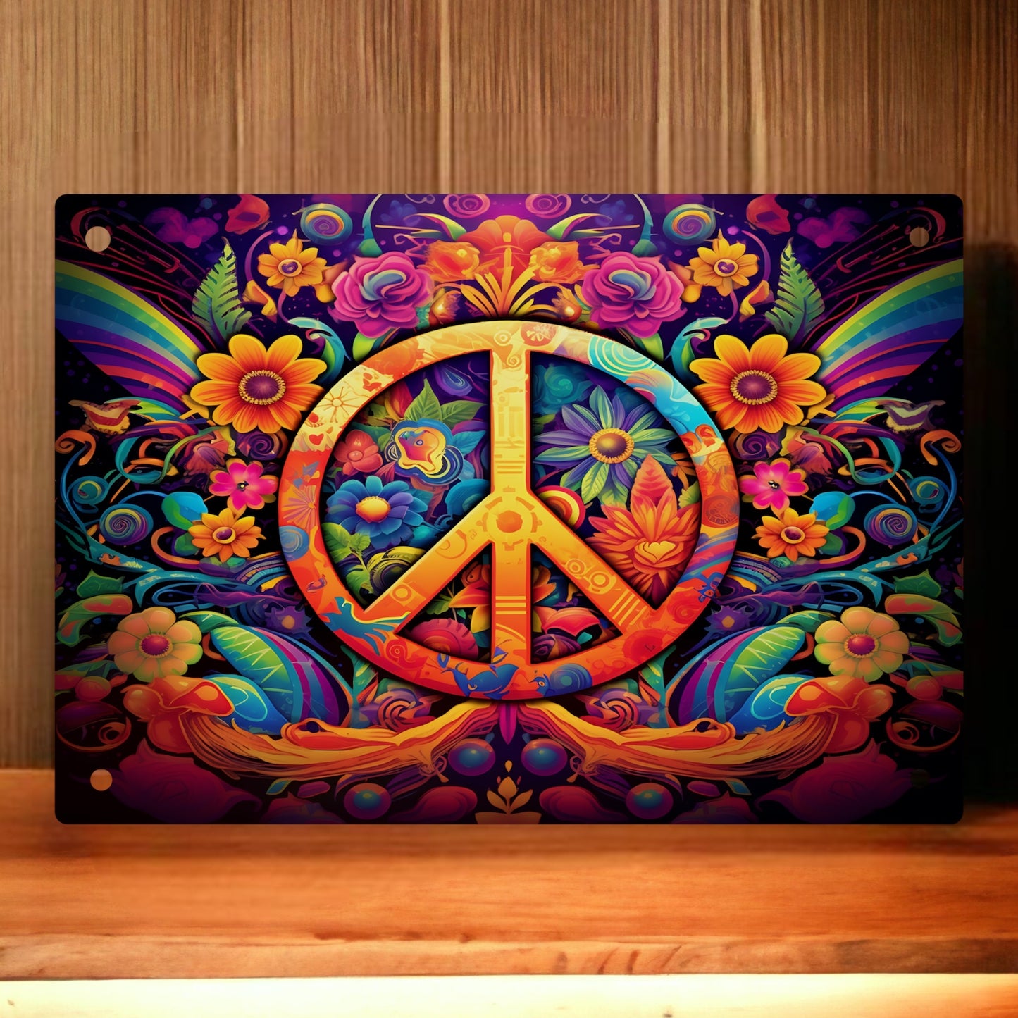‘Psychedelic Peace Symbol’ Design - Aluminium Metal Sign - Laser Design Creations