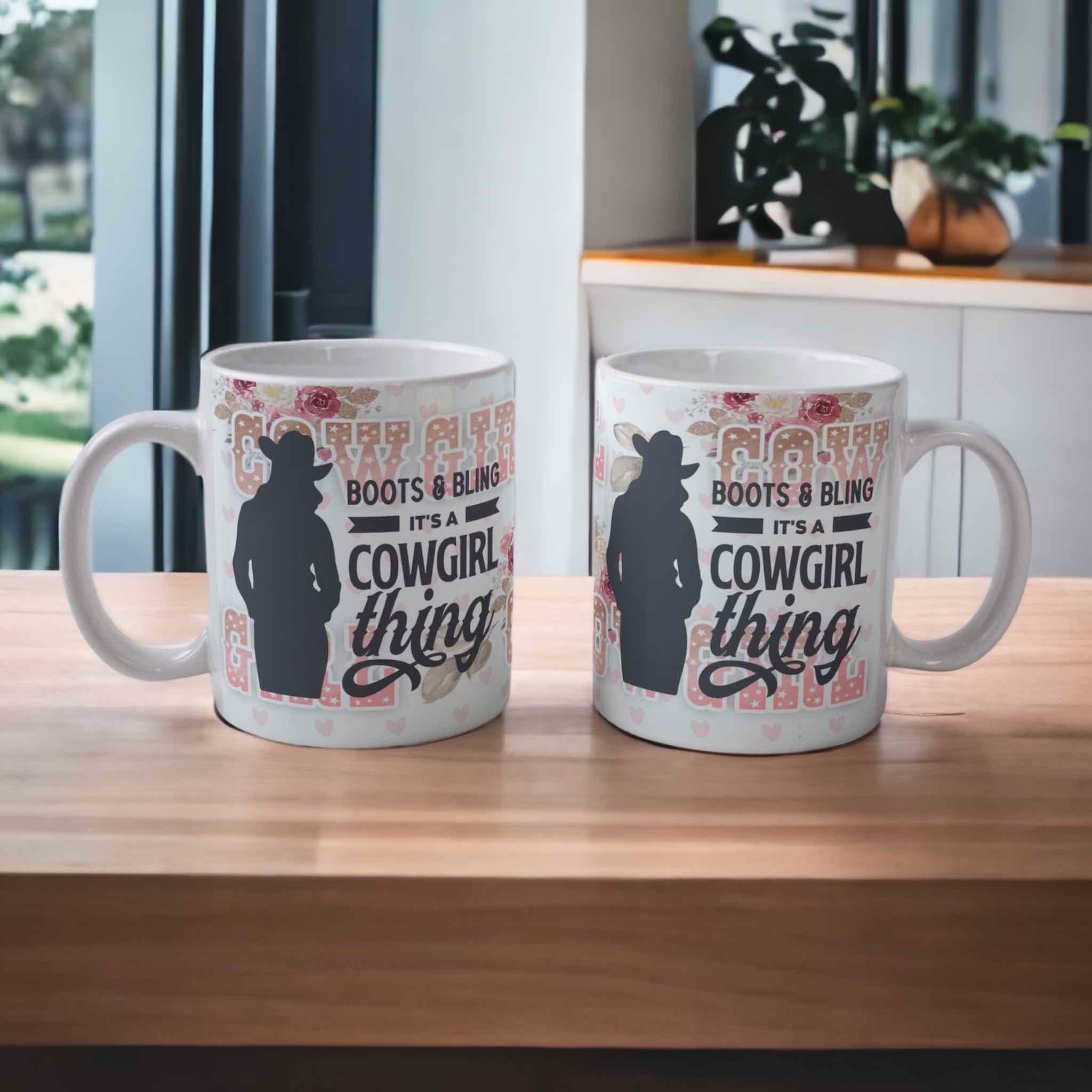 ‘Boots & Bling It’s a Cowgirl Thing’ Horse Theme Design Mug - Laser Design Creations