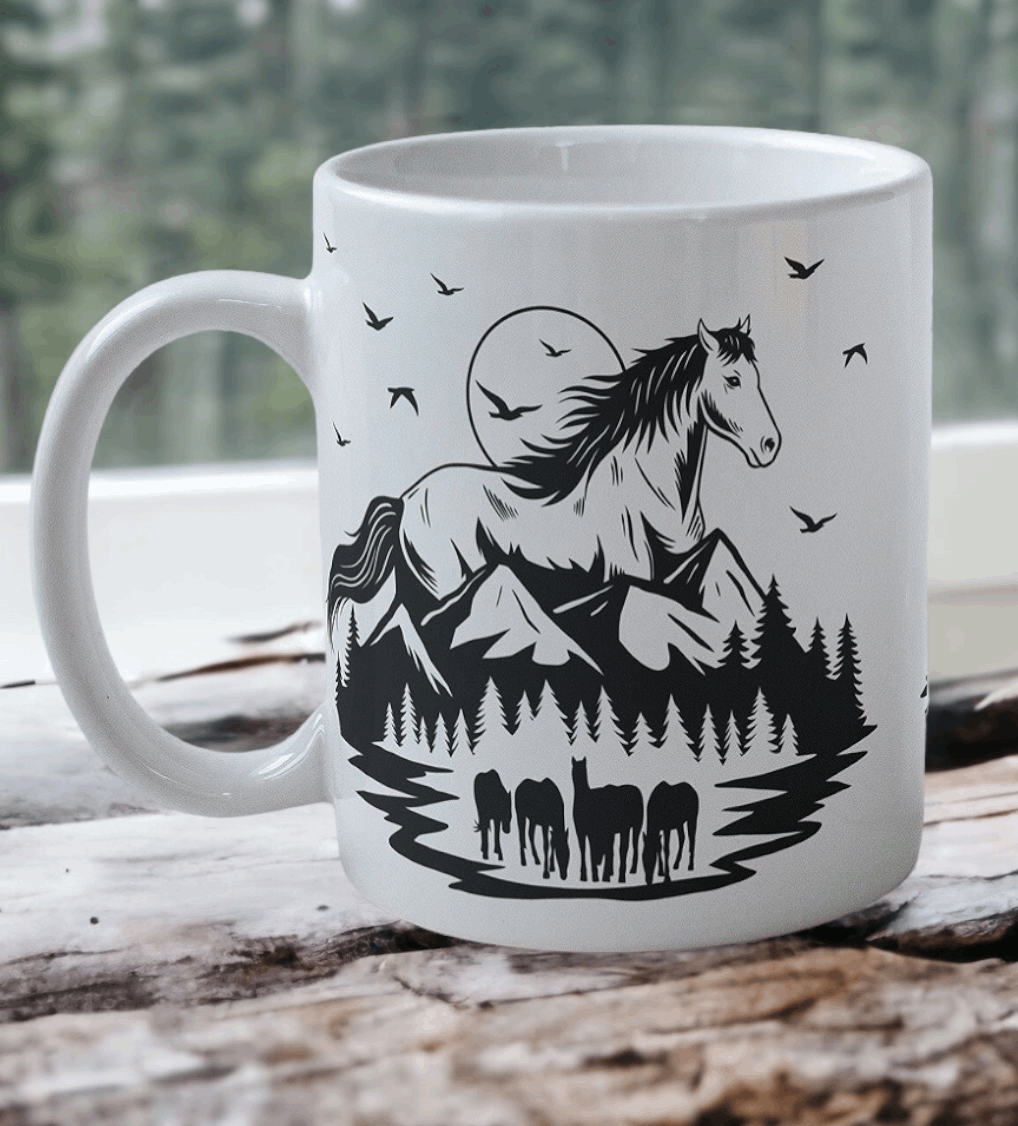 ‘Wild Horse' Style #1 Design Mug - Laser Design Creations