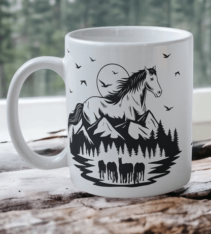 ‘Wild Horse' Style #1 Design Mug - Laser Design Creations