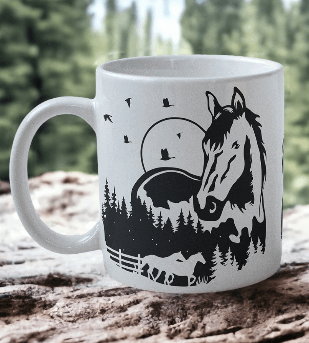‘Wild Horse' Style #2 Design Mug - Laser Design Creations