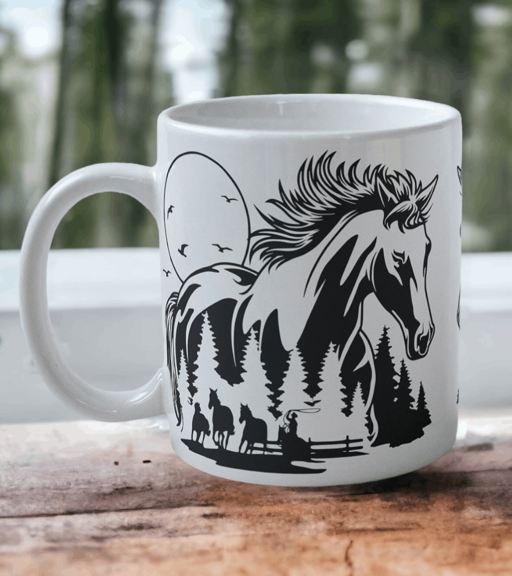‘Wild Horse' Style #3 Design Mug - Laser Design Creations
