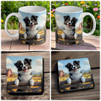 Border Collie Cartoon Farm Mug & Coasters – Aussie Gift Set