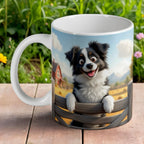 Border Collie Cartoon Farm Mug & Coasters – Aussie Gift Set