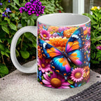 Colourful Floral Butterfly Style Design Mug - Laser Design Creations