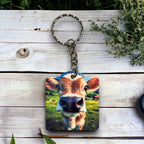 Adorable Cow Calf Keyring / Bag Tag Charm - Laser Design Creations