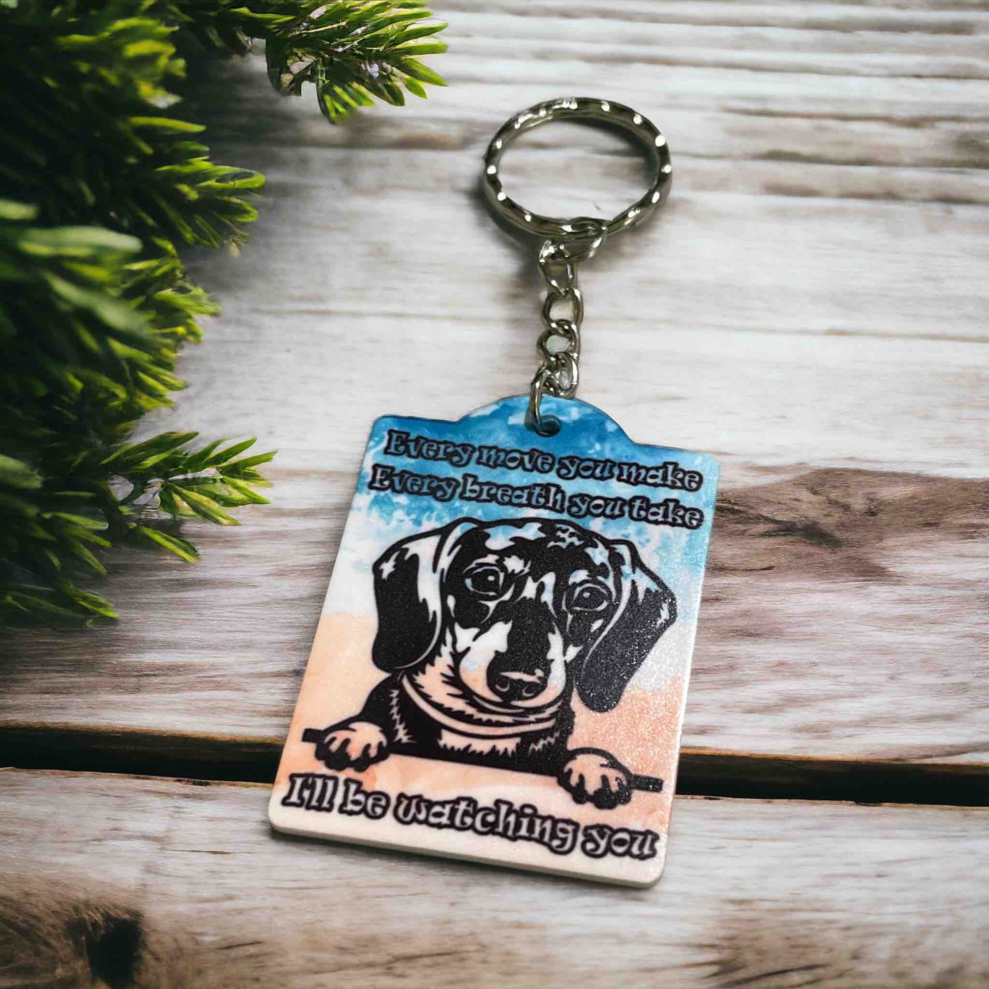 Watchful Dachshund Keyring / Bag Tag Pet Lover Gift - Laser Design Creations