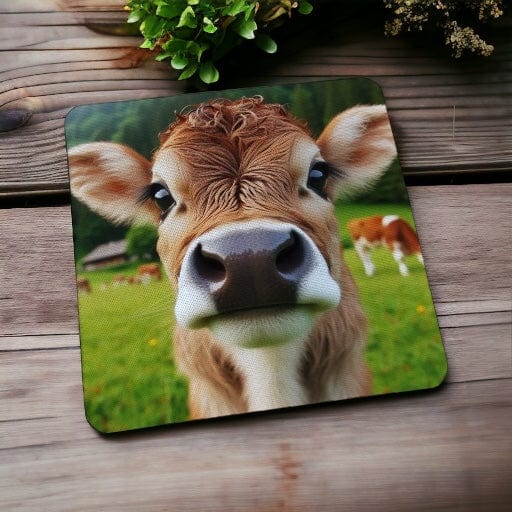 ‘Adorable Calf / Cow’ Design - Pack of 4 Neoprene Coasters - Laser Design Creations