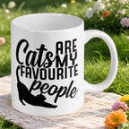 Reverse side of 'Cats Are My Favourite People' ceramic mug, showcasing the wrap-around artwork by Laser Design Creations.