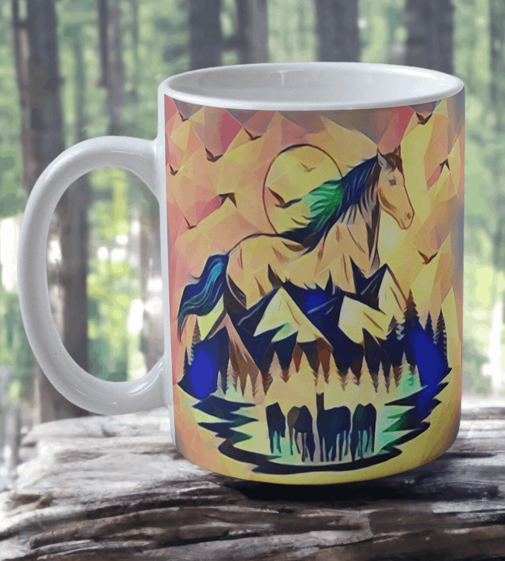 ‘Wild Horse' Style #1 Design Mug - Laser Design Creations