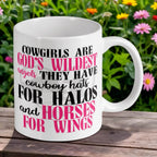 Reverse side of the 'God's Wildest Angels' ceramic mug, showcasing the wrap-around artwork by Laser Design Creations.