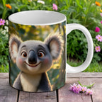 Reverse side of the Cute Cartoon Koala mug, showing the adorable smiling animal design, by Laser Design Creations.