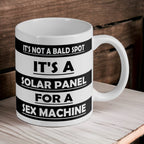 Reverse side of the funny bald dad quote ceramic mug, showcasing the wrap-around artwork by Laser Design Creations.