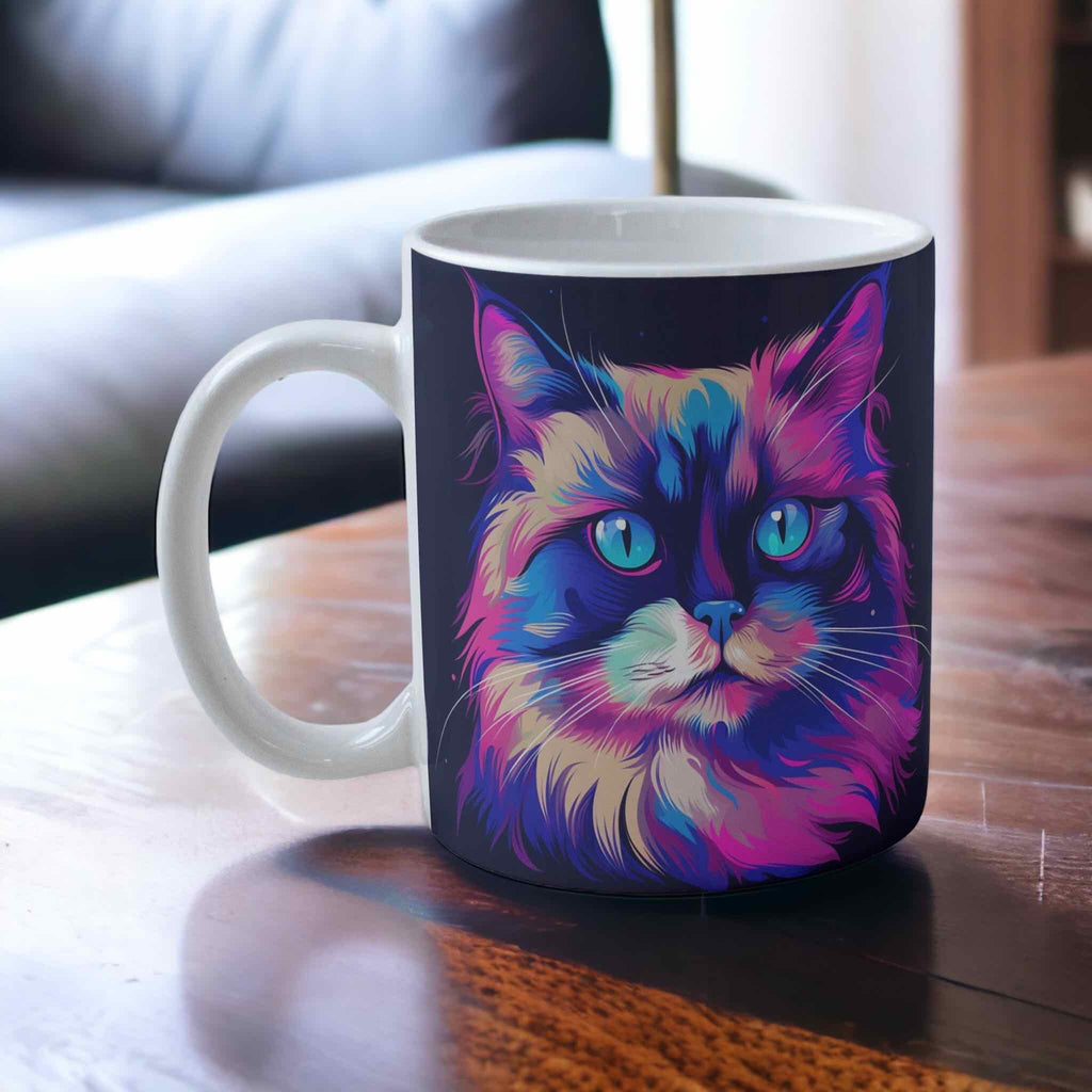 ‘Neon Kitty' Cat theme Design Mug - Laser Design Creations