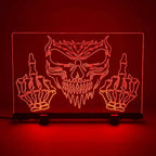 Skull ‘Up Yours’ Design - Acrylic LED Sign / Lamp - Laser Design Creations
