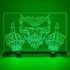 Skull ‘Up Yours’ Design - Acrylic LED Sign / Lamp - Laser Design Creations