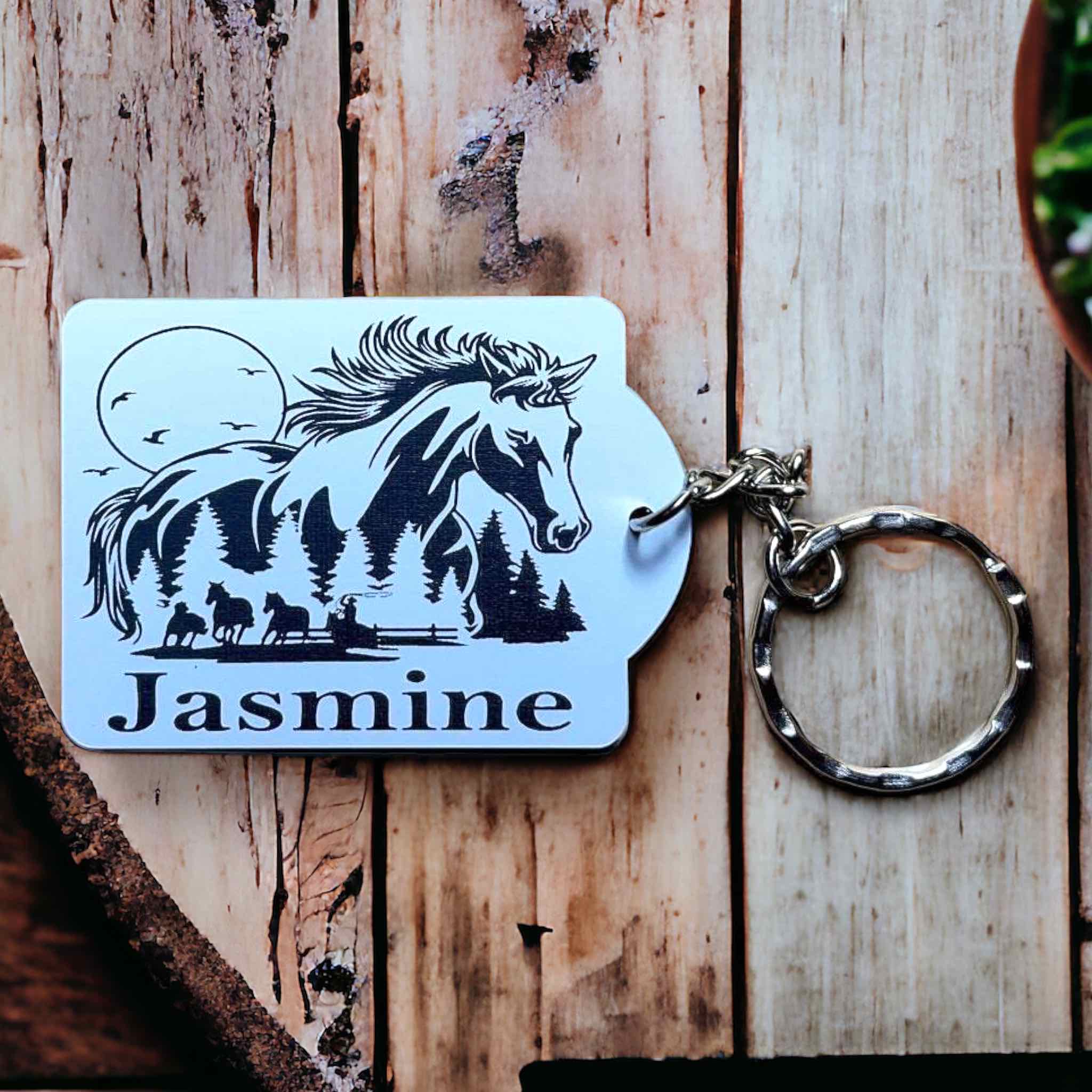 Horse Art Design #1 Keyring  Bag Tag - Standard / Personalised - Laser Design Creations