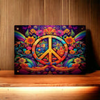 ‘Psychedelic Peace Symbol’ Design - Aluminium Metal Sign - Laser Design Creations