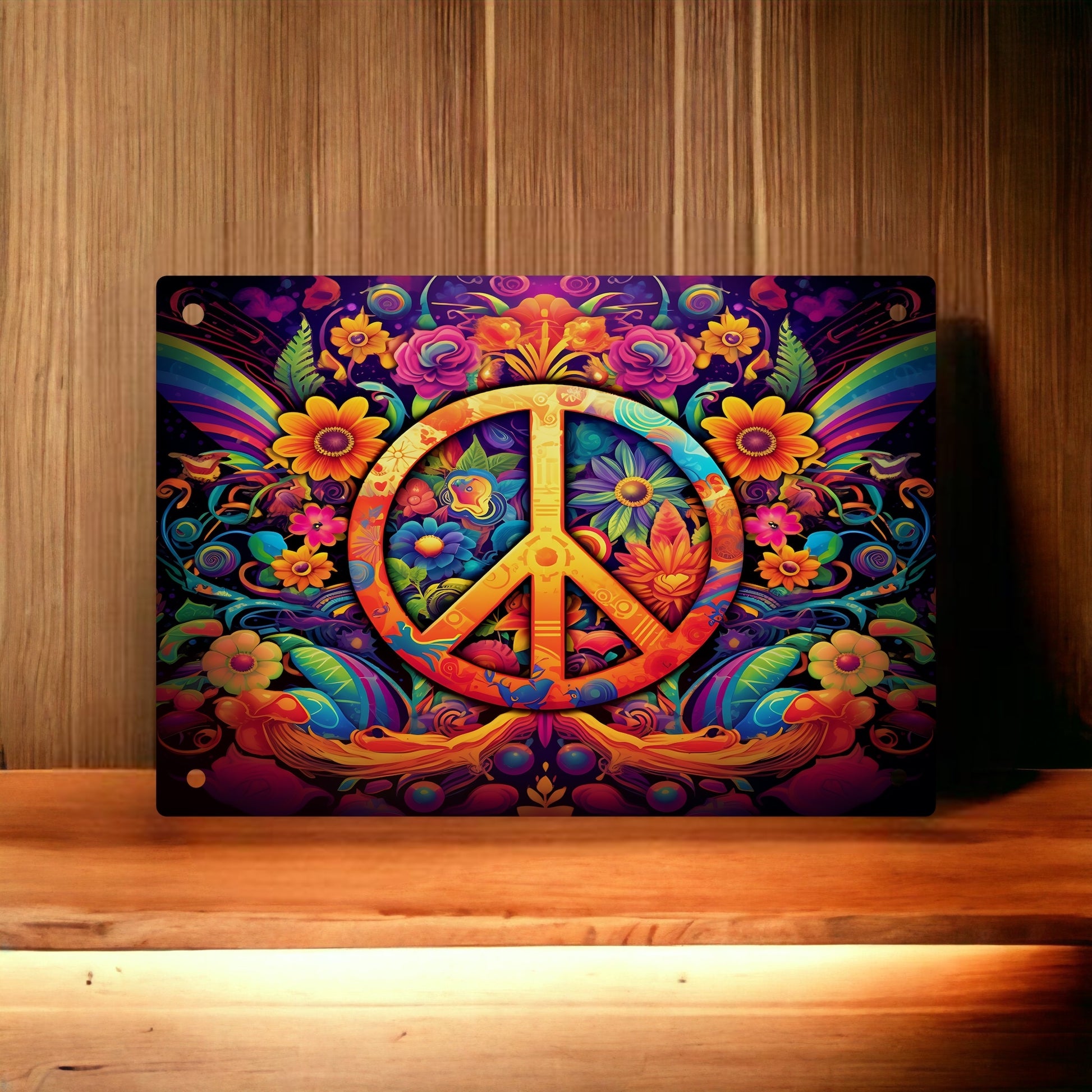‘Psychedelic Peace Symbol’ Design - Aluminium Metal Sign - Laser Design Creations