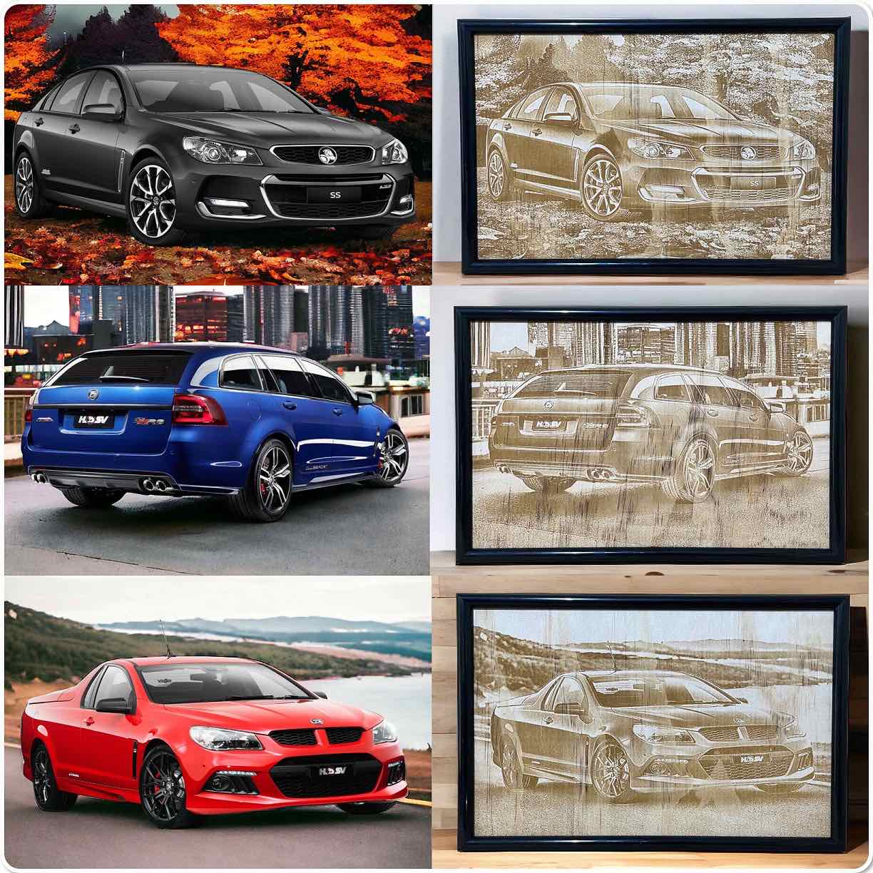 Car Encasing Custom Car Photo Wood Engraving | Personalised Vehicle Art | Aussie ...
