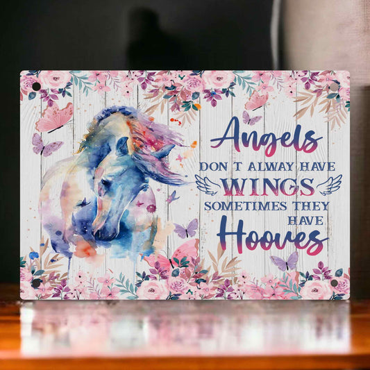 ‘Angels Don’t Always have Wings’ - Inspirational Horse Quote - Aluminium Metal Sign - Laser Design Creations