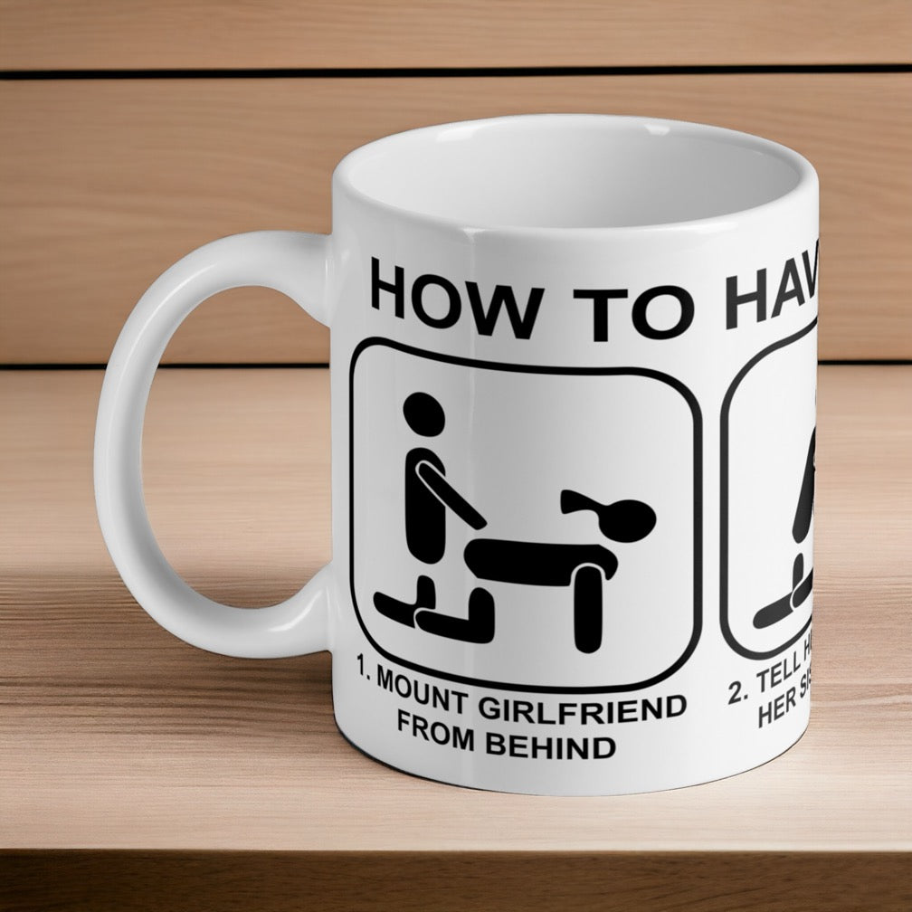 'How to Have Rodeo Sex' Rude Adult Humour Design Mug - Laser Design Creations
