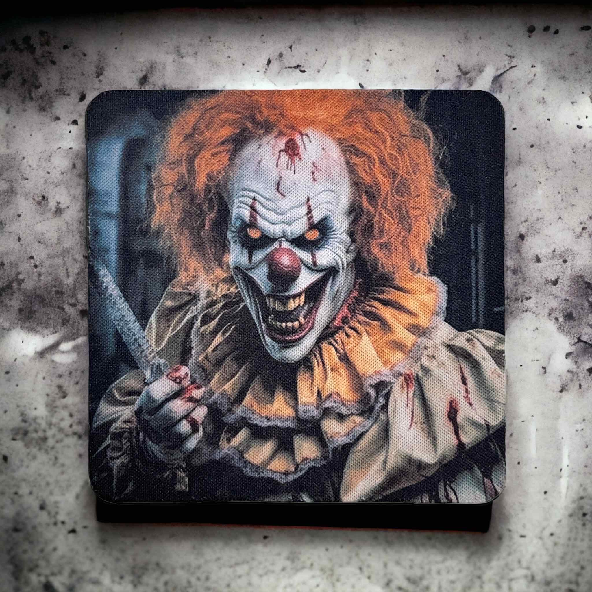 Creepy Scary Clown Design - Neoprene Coaster - Laser Design Creations