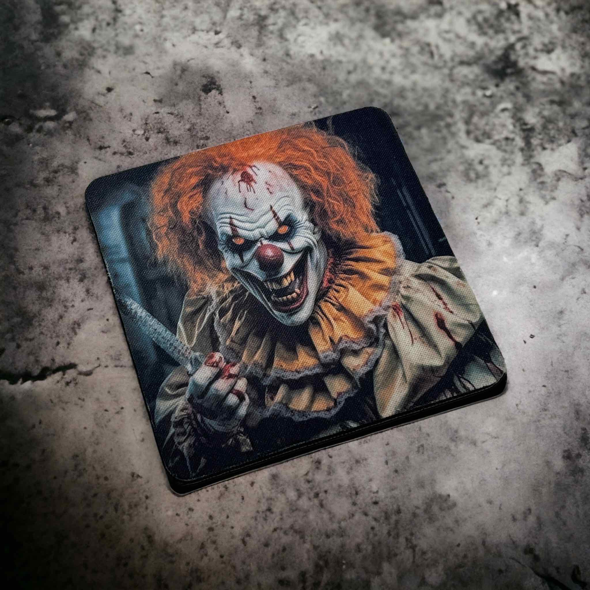 Creepy Scary Clown Design - Neoprene Coaster - Laser Design Creations