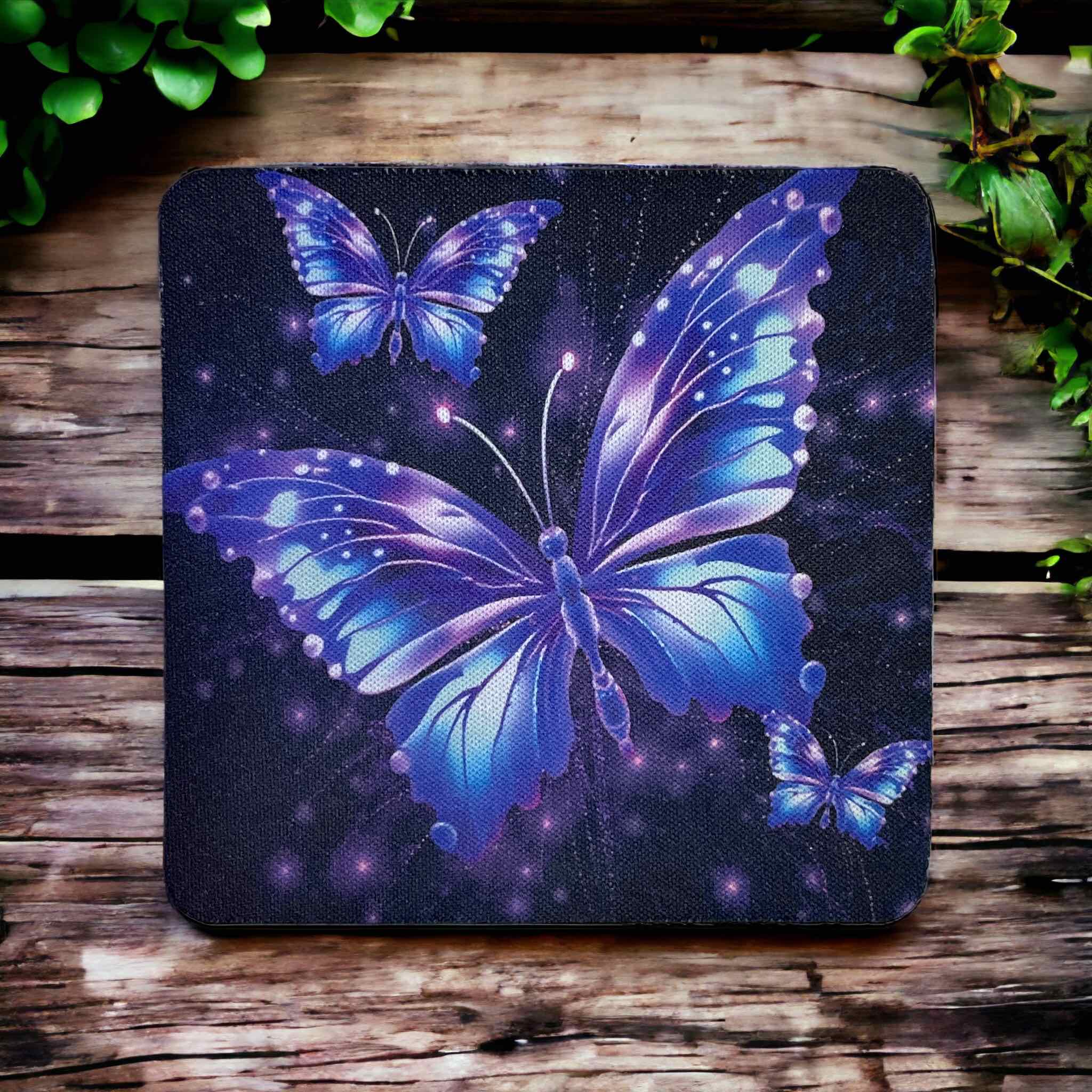 Vibrant ‘Neon Style’ Butterfly Design - Neoprene Coaster - Laser Design Creations